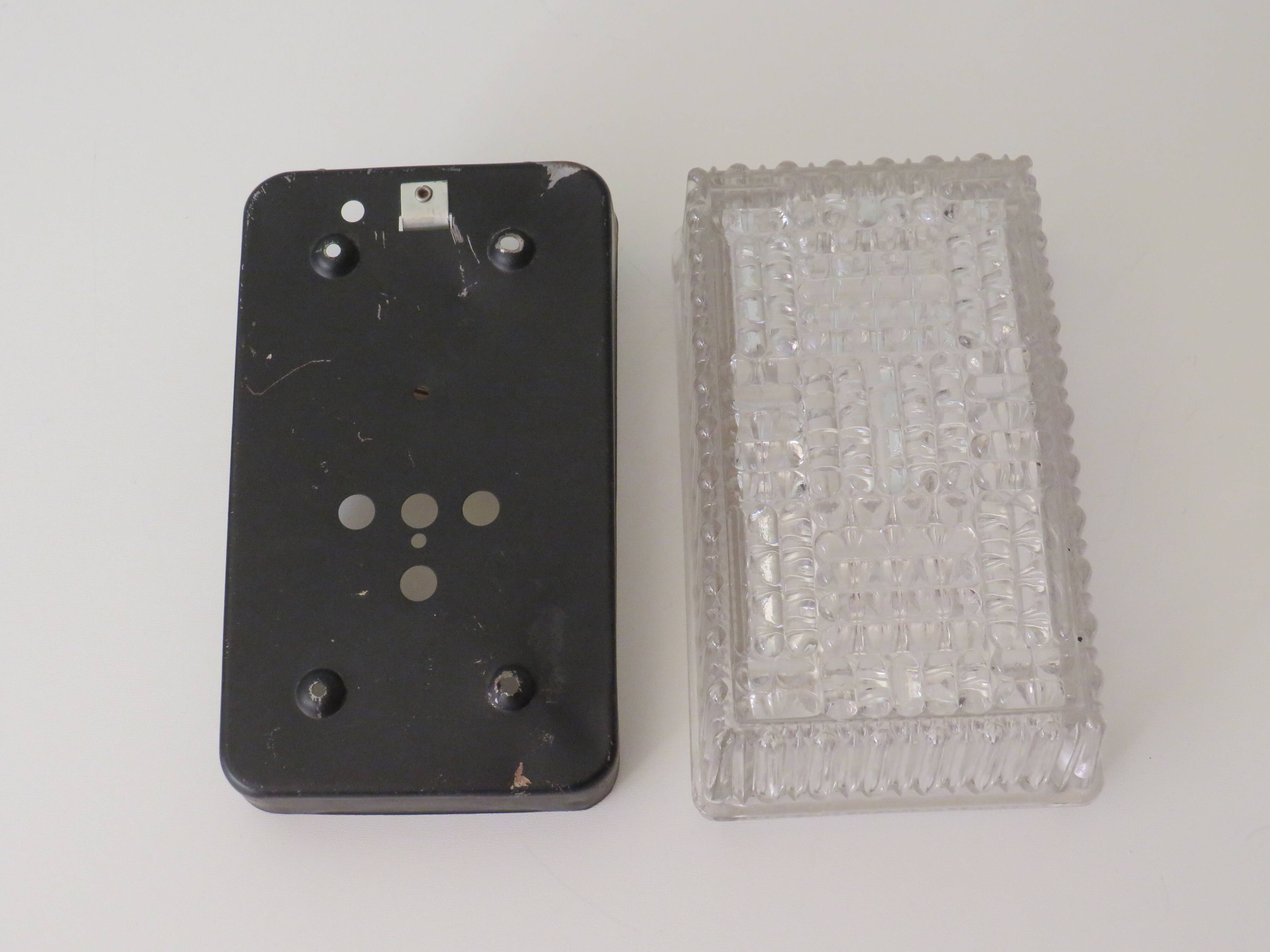 Rectangular brutalist outdoor wall lamp, 1960-1970