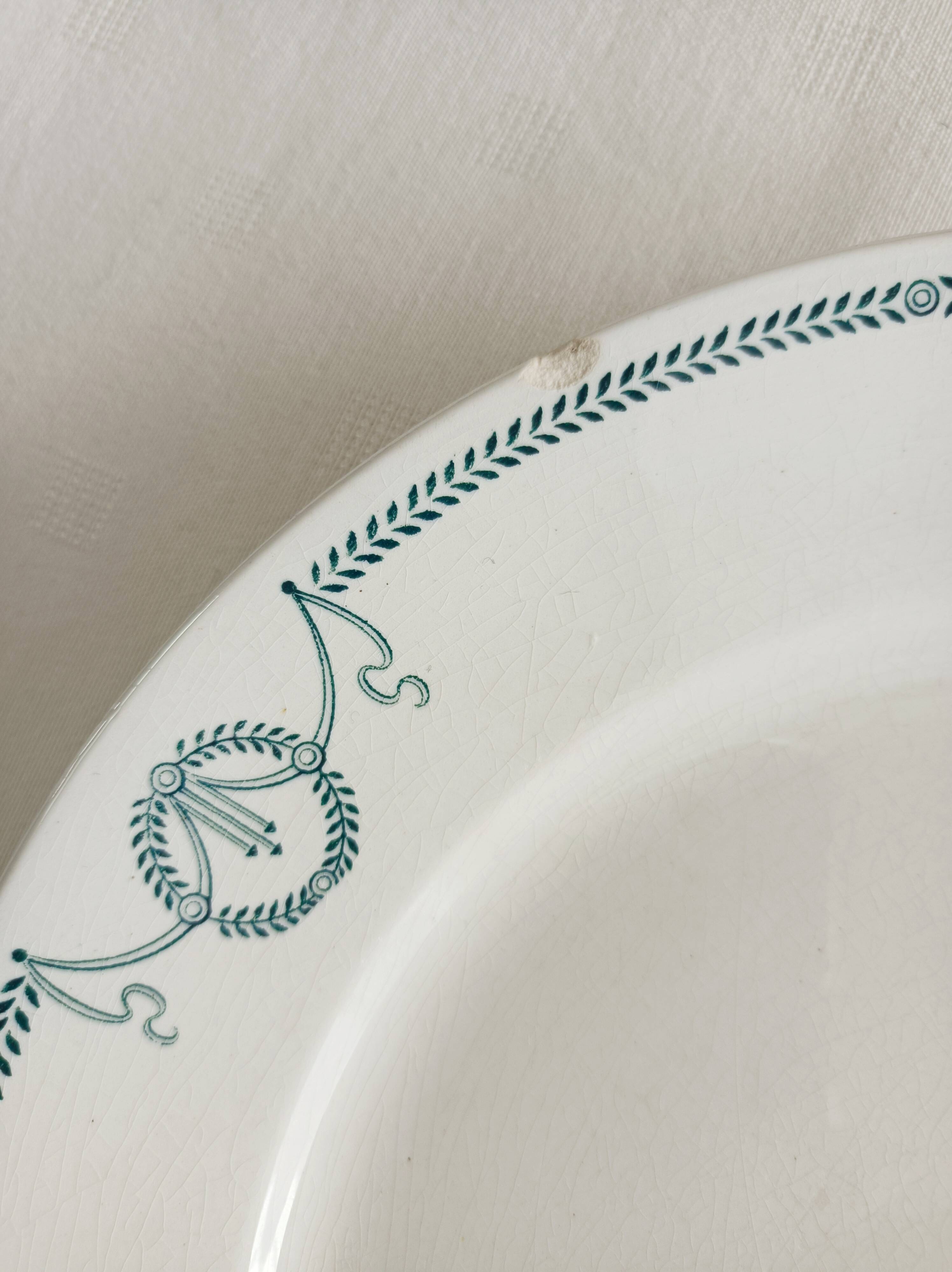 Set of 6 flat plates, ironstone, Petrus Regout, Empire.