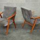 Pair of armchairs czechoslovakian midcentury renovated gray velvet