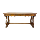 Vintage mahogany harp base desk table with drawers
