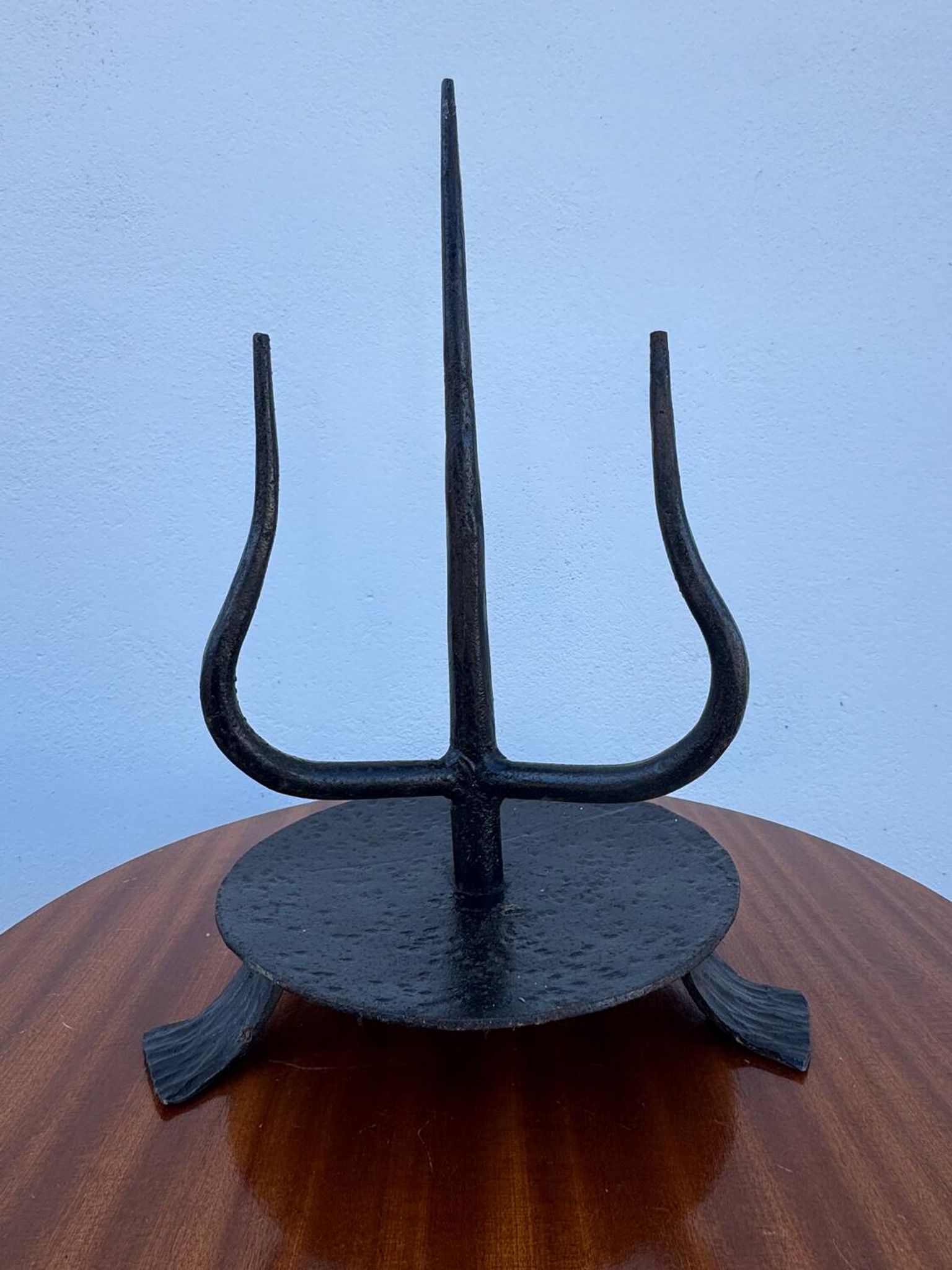 Brutalist wrought iron candlestick holder