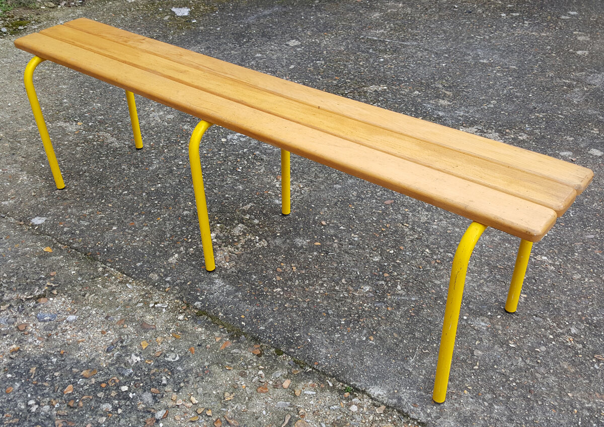 Bench schoolboy, wood and metal, industrial