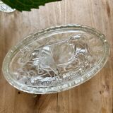 Vintage glass butter dish with cow decorations