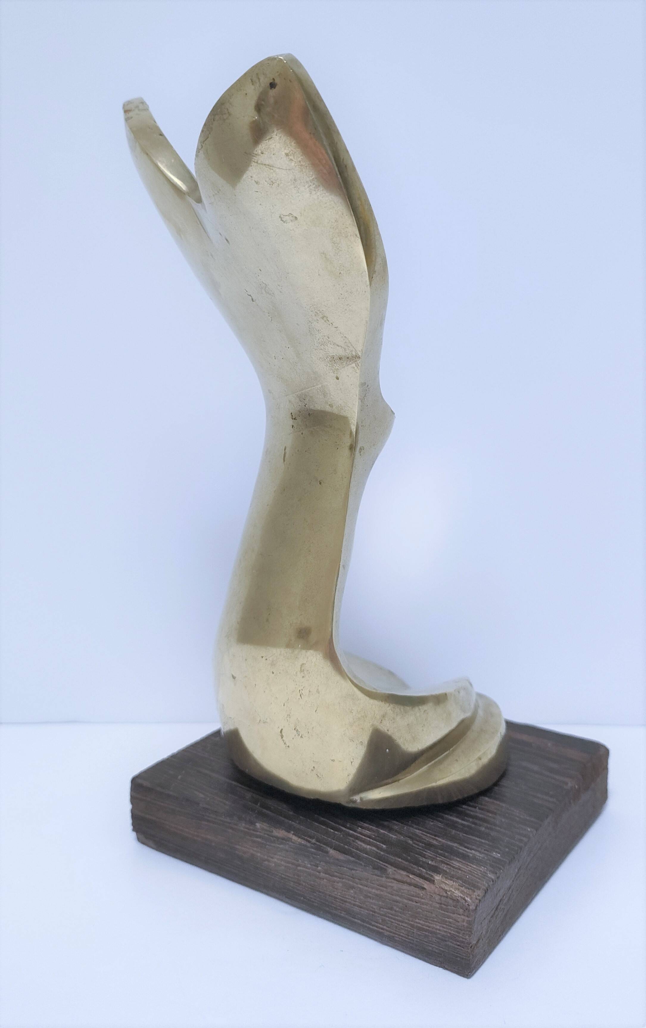 Gilded bronze and sculptural wood paperweight