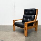Mid-Century lounge chair model Bonanza with a high back in leather by Esko Pajamies for Asko, Finland, 1960s.