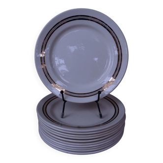 11 assiettes à dessert demie porcelaine Badonviller