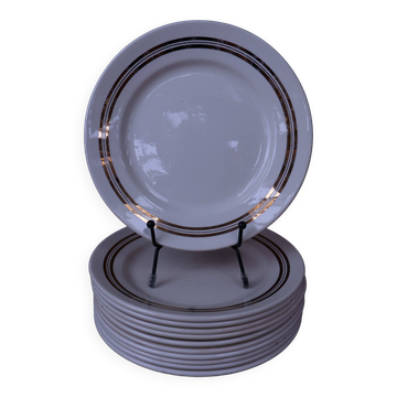 11 assiettes à dessert demie porcelaine Badonviller