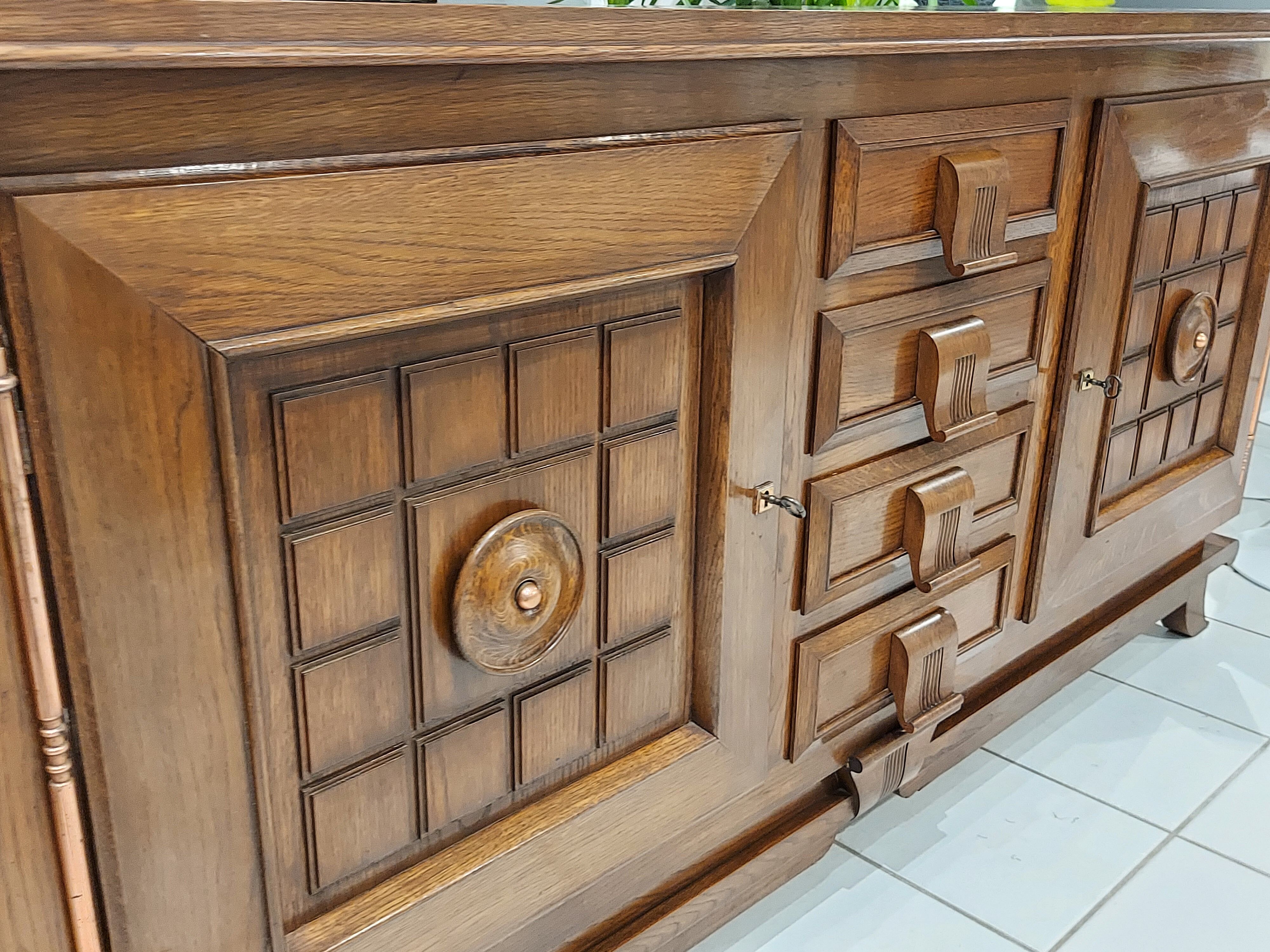 Enfilade oak Brutalist Art Deco 1940s