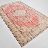 Red & cream oriental turkish vintage rug