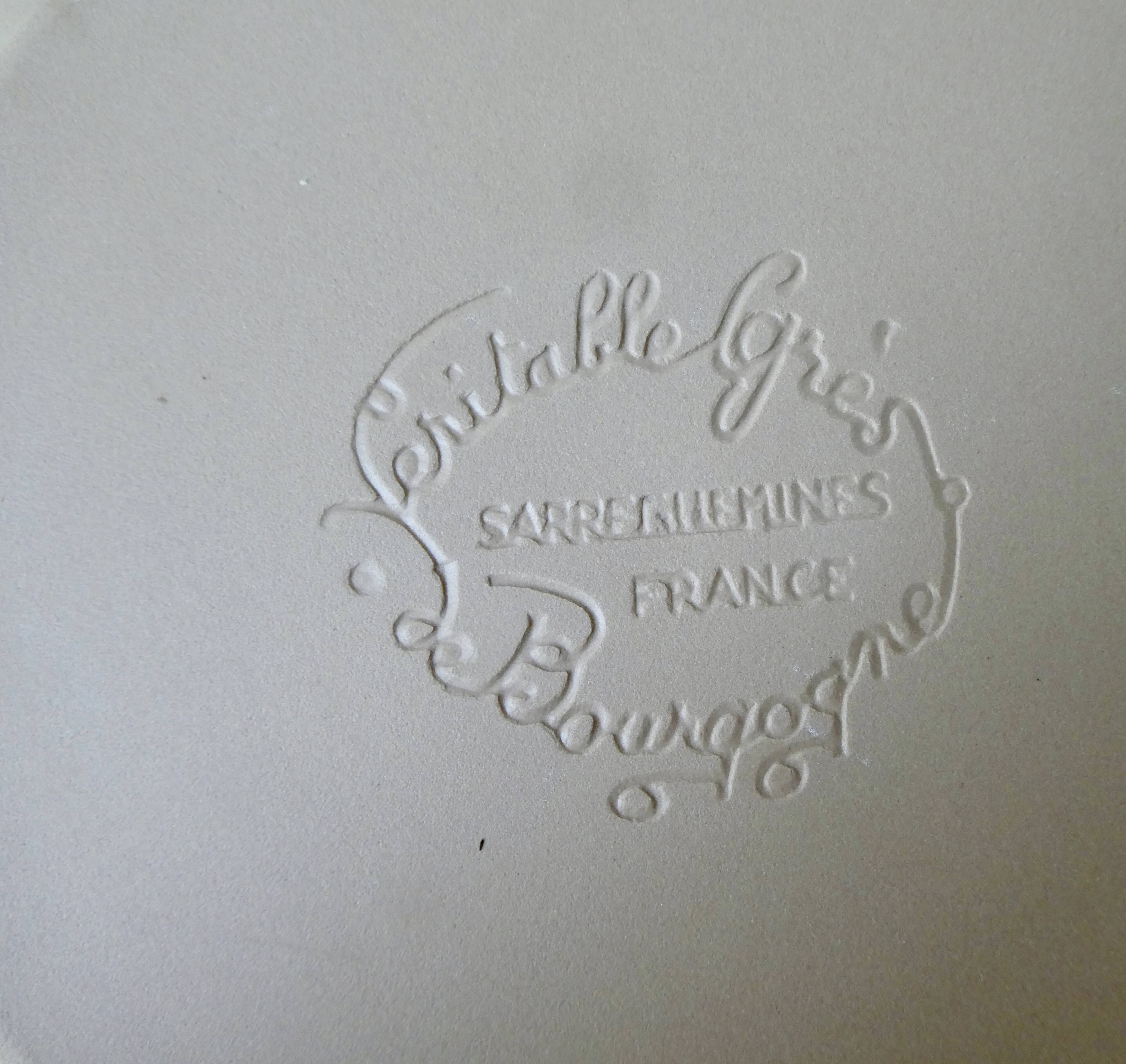 6 flat plates in Burgundy stoneware, Sarreguemines France