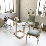 Octagonal table Italy 70 glass and brass