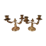 Pair of rocaille bronze candlesticks from the 19th Louis XV style