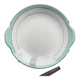 BADONVILLIER white and green porcelain ear cake dish with gold trim