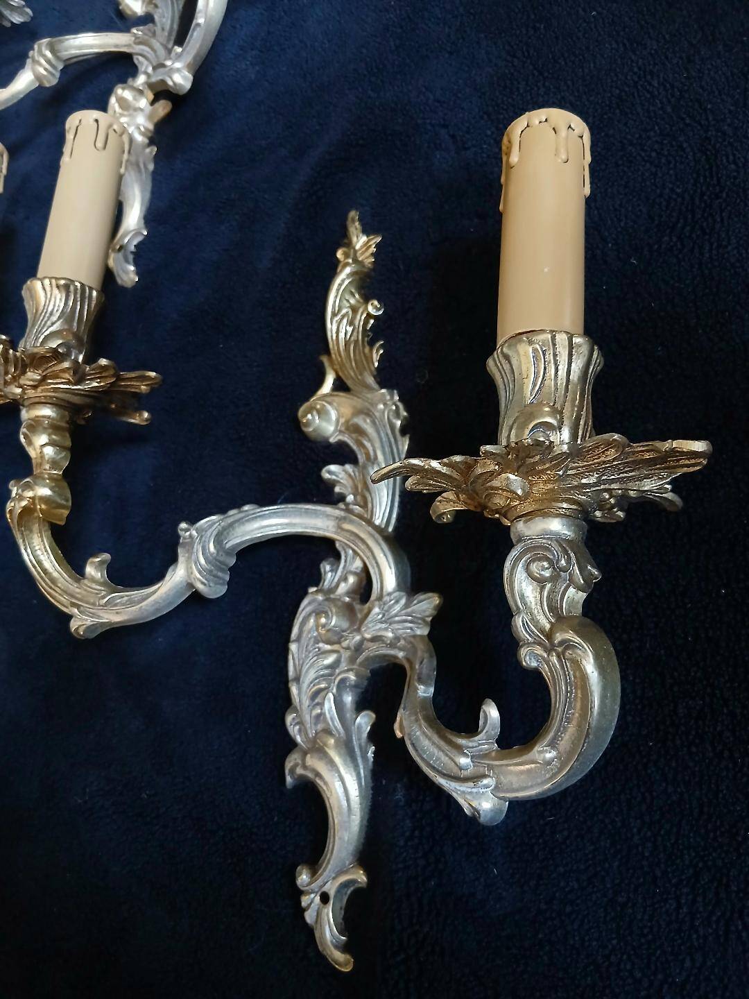 4 splendid wall sconces candle holders bronze Louis XVI XV style