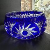 Saladier en cristal taillé bleu cobalt – irena pologne