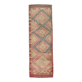 3x9 red & blue herki vintage runner rug 92x286cm