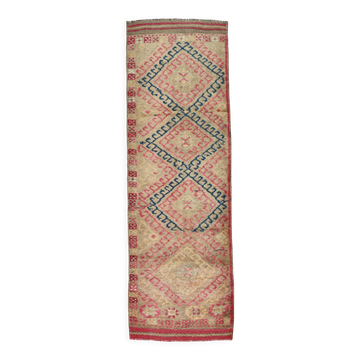 3x9 red & blue herki vintage runner rug 92x286cm