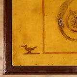 Italian coffee table in wood with marble top from the 60s