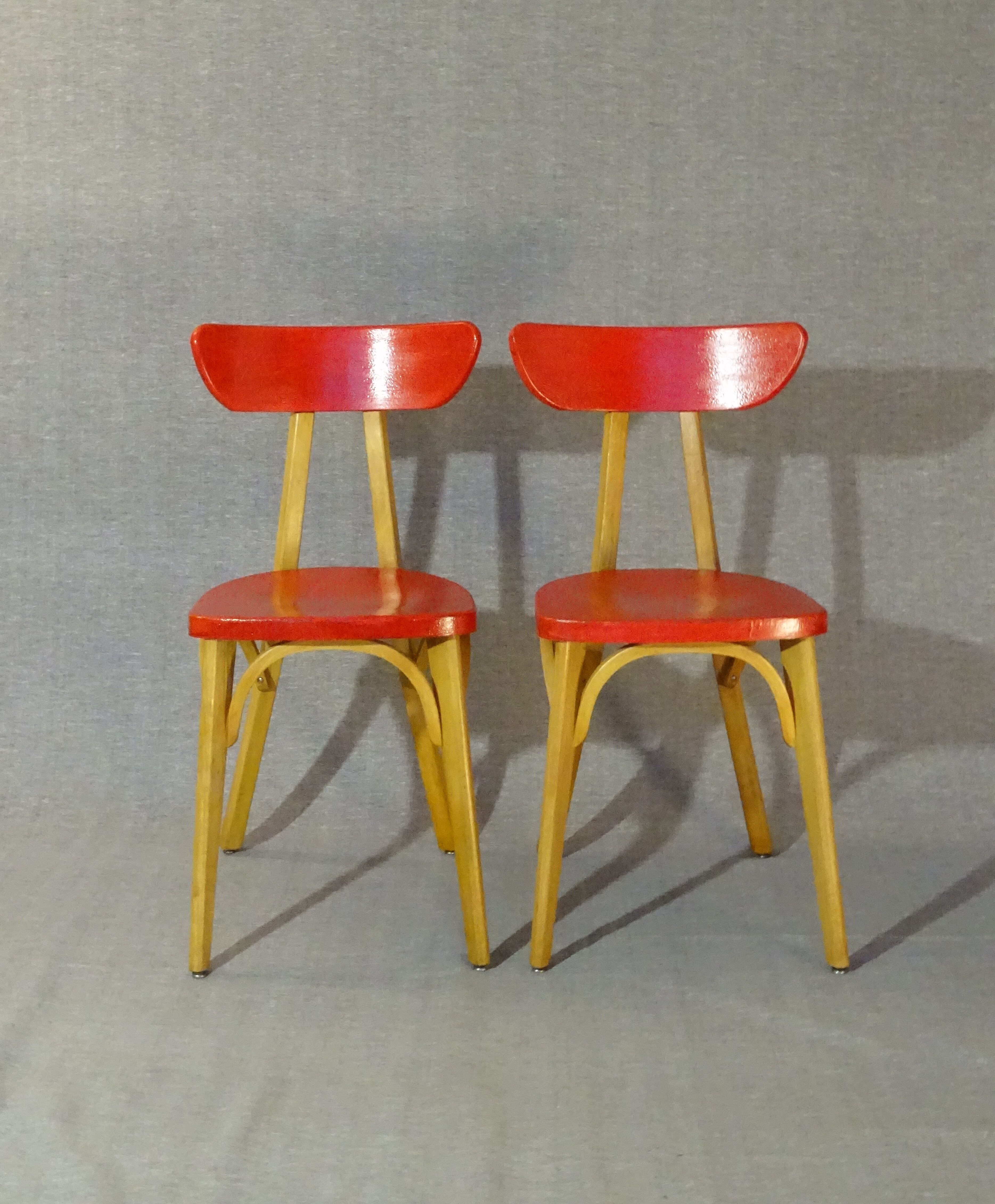 Set of 2 chairs Luterma "banana" 1955 vintage bistro