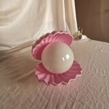 Pink shell and opaline pearl lamp, Saint-Jacques, France, 1970