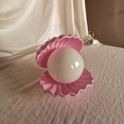 Pink shell and opaline pearl lamp, Saint-Jacques, France, 1970