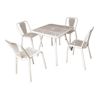 René Malaval vintage perforated metal garden furniture Seducta 1950s