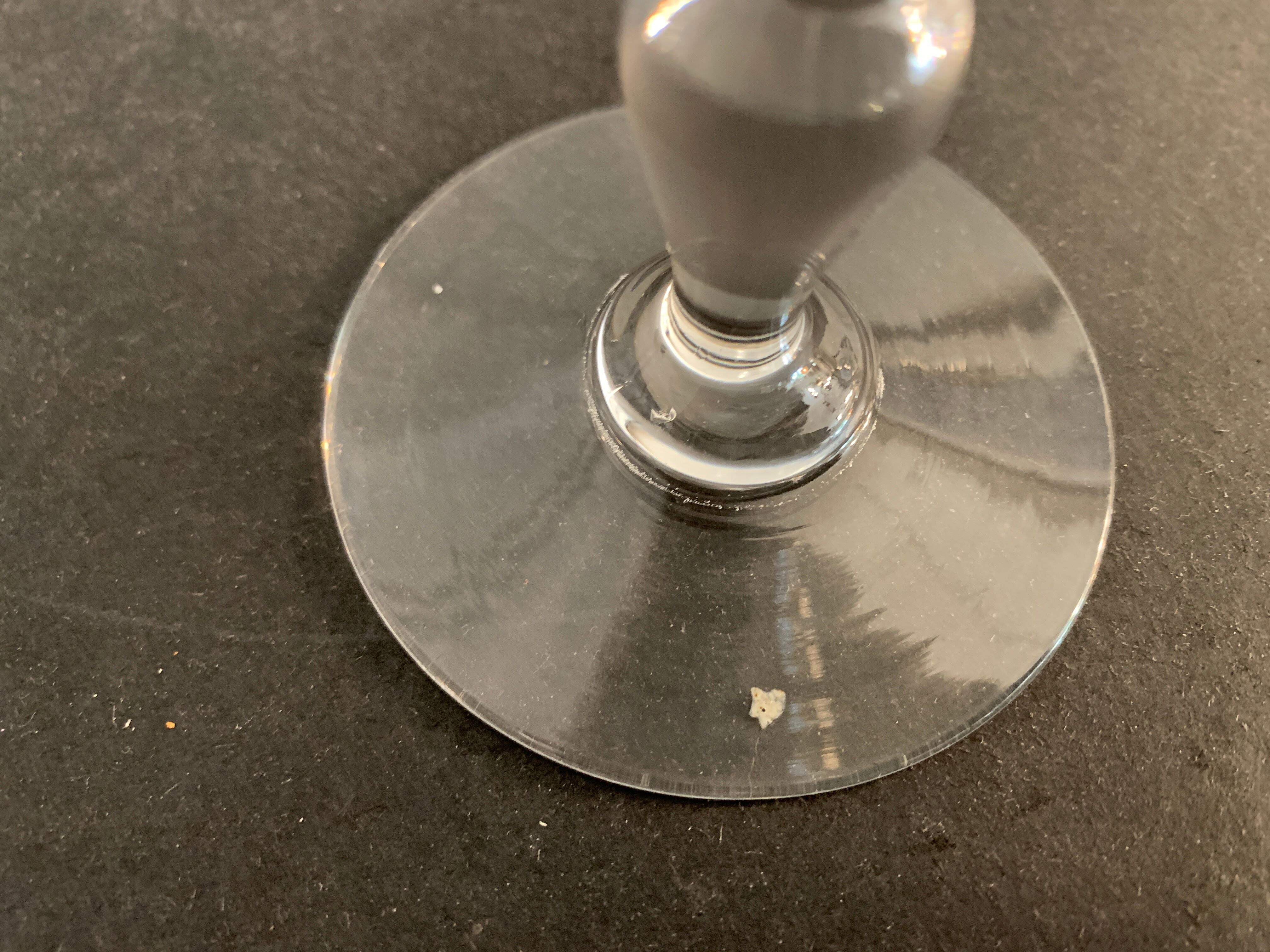 6 antique engraved crystal wine glasses