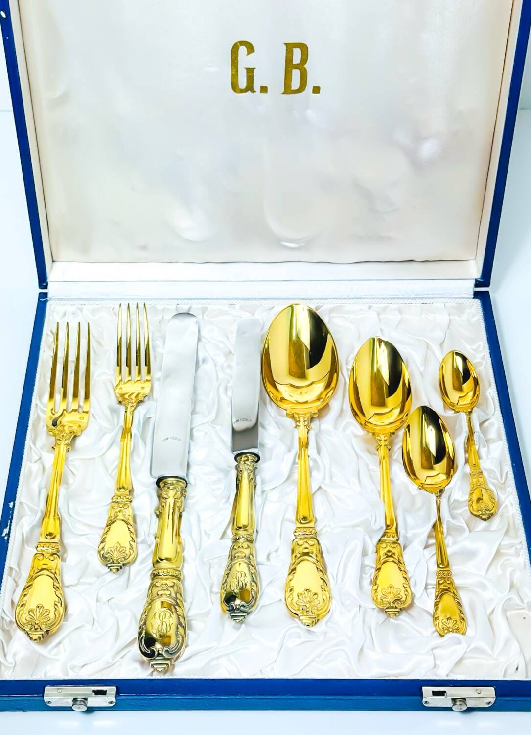 Prestige case for Odiot cutlery, solid silver and gold