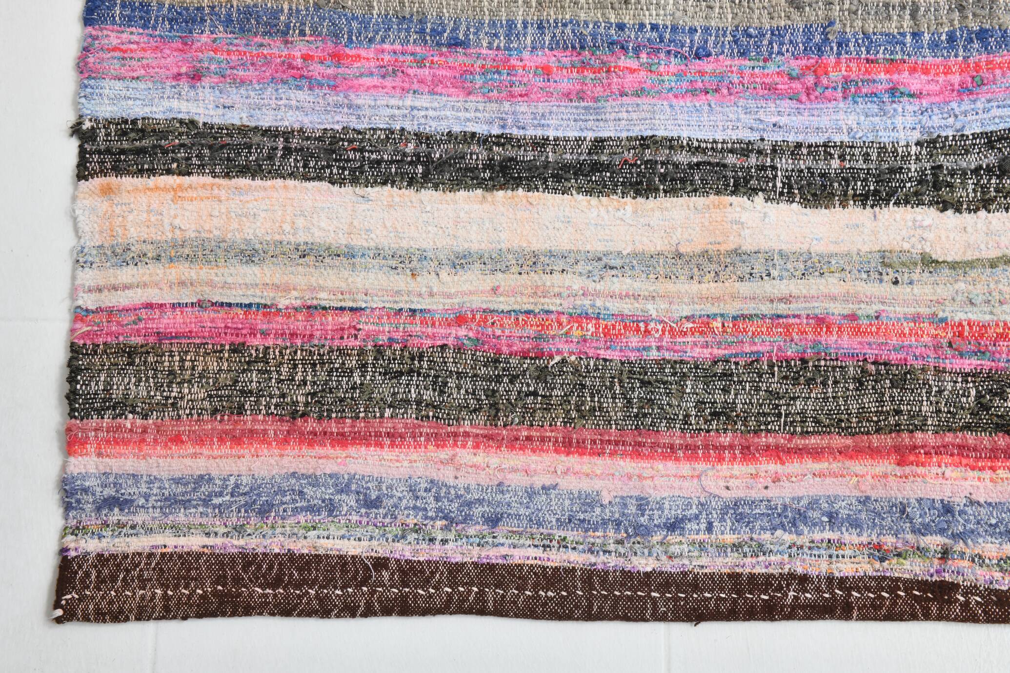 Multicolor Striped Modern Kilim Rug, 161x220Cm