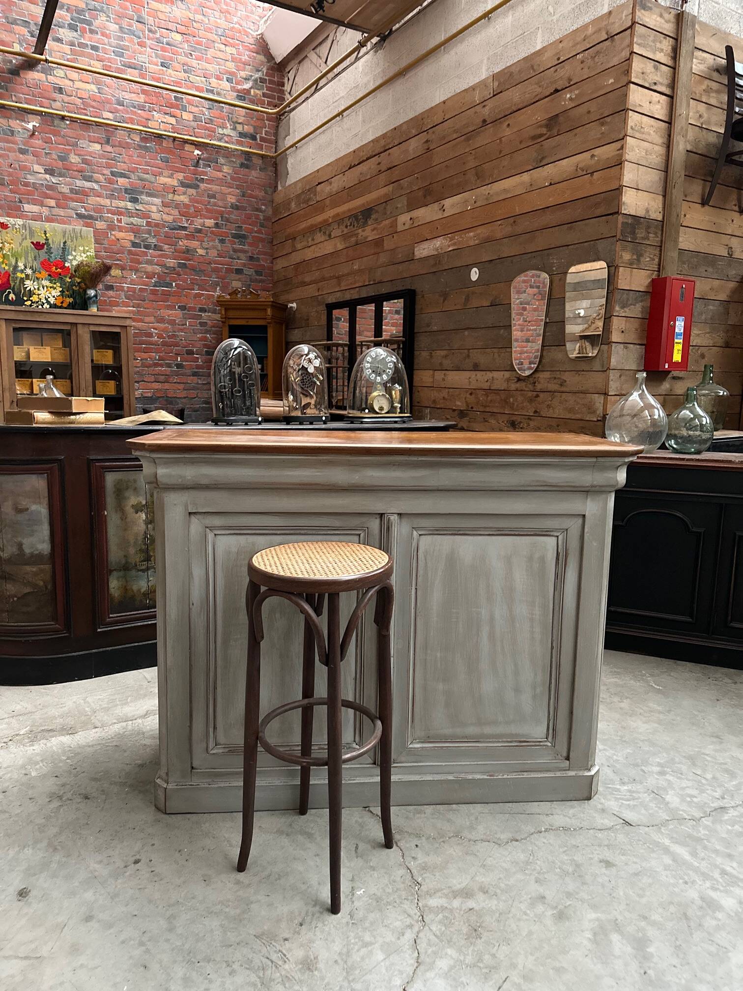 Patinated bar counter