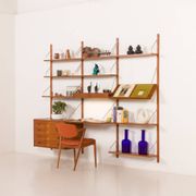 Danish teak wall unit in the style of Cadovius, Sorensen with a lamp, 1970s