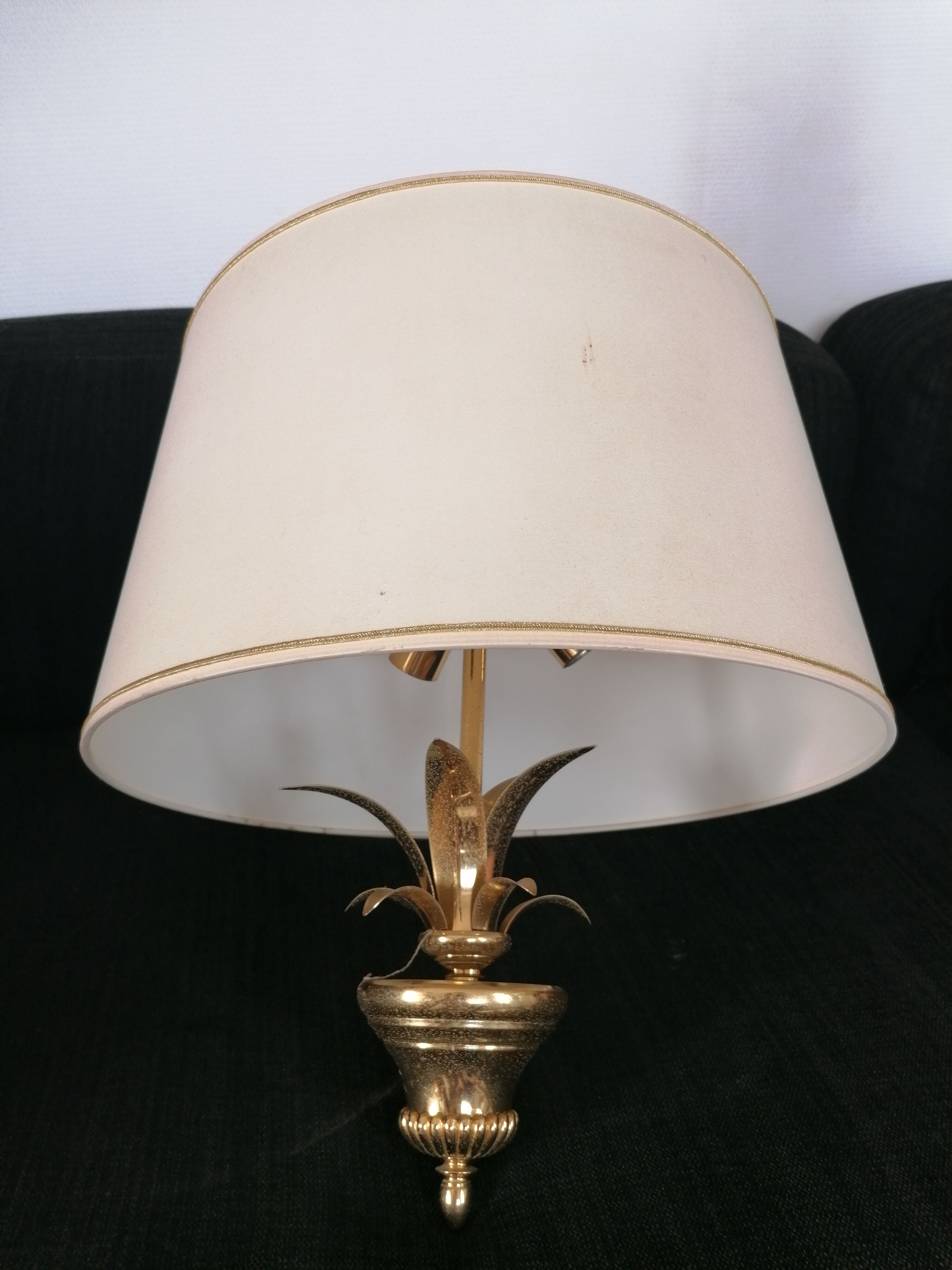 Lustre suspension bouillotte 3 lampes décor roseaux