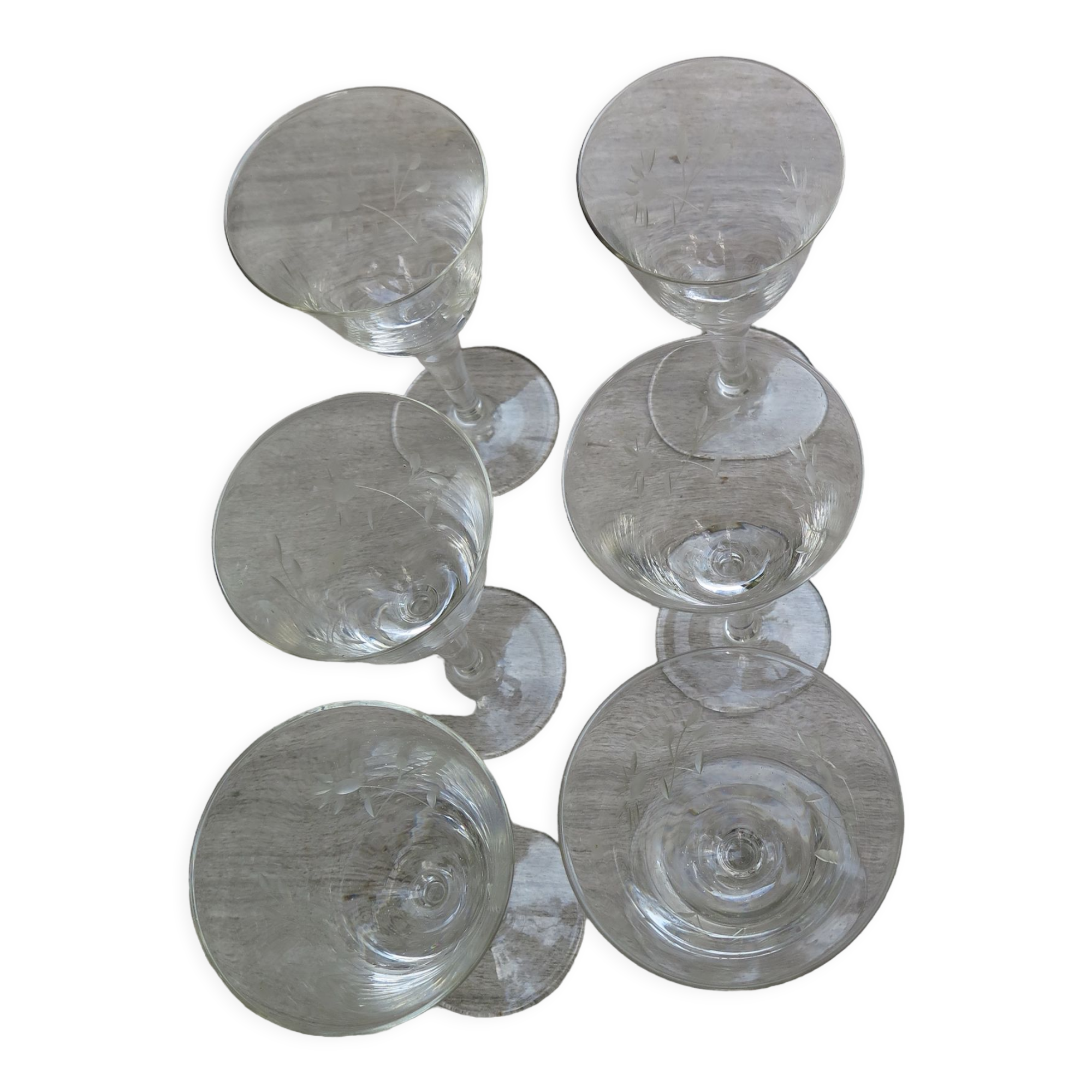 Set of 6 glasses aperitif crystal engraved nineteenth