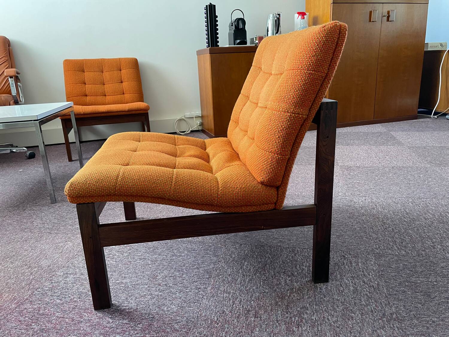 Pair of teak armchairs