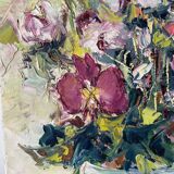 Bouquet fleurs huile sur toile