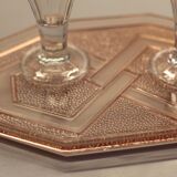 Plateau art-déco verre rose