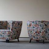 Set of curved Danish club chairs from the mid-century, Viggo Boesen style, 1940s.