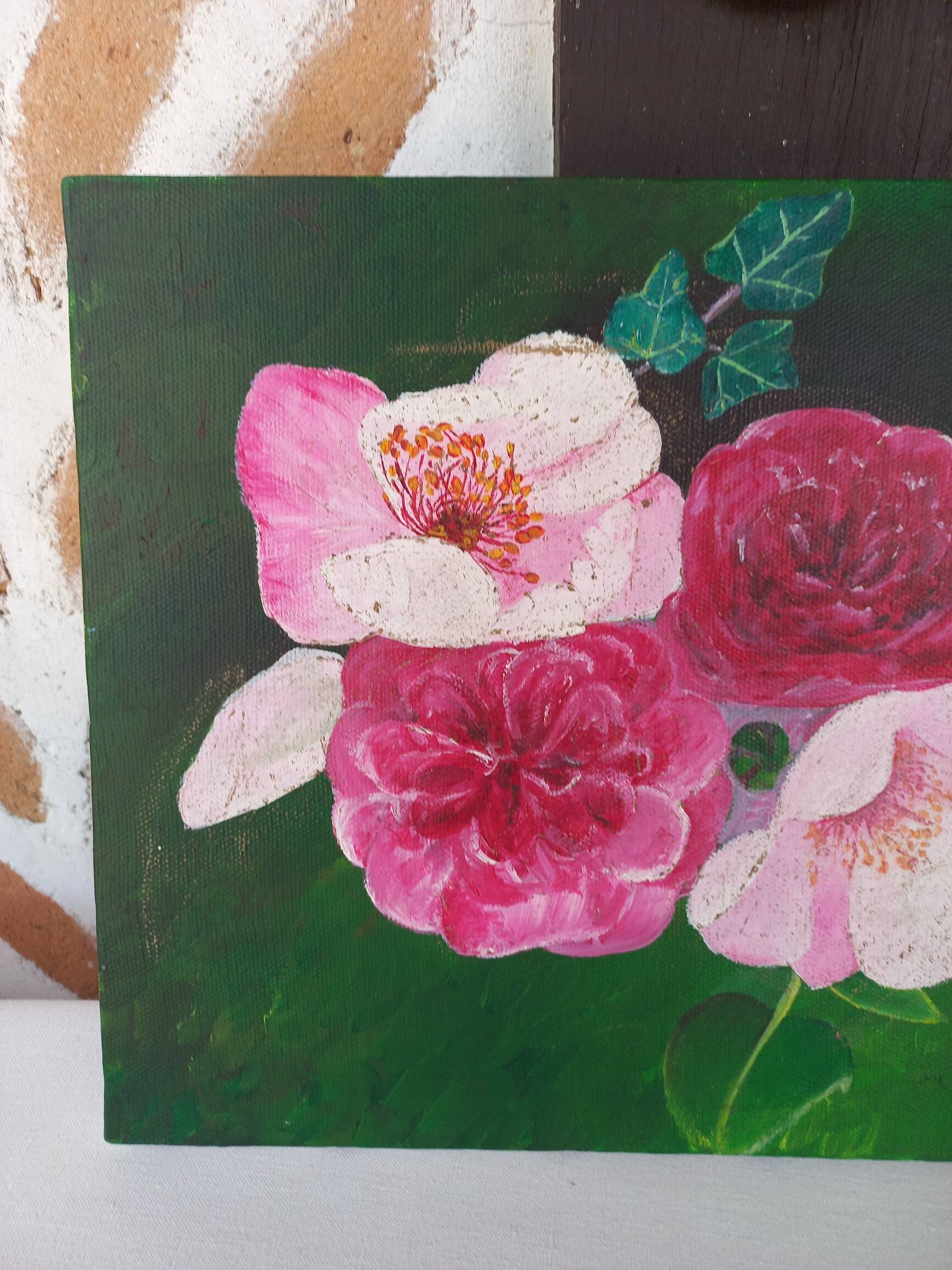 Tableau huile sur toile bouquet de roses