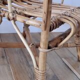 Pair of children's armchairs in rattan / bamboo honey color 60s