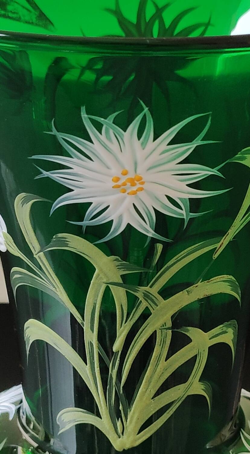 Monaco/Monte Carlo Glassworks vase. Emerald green blown glass