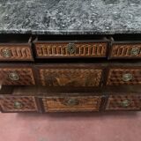 Commode Transition en placage de bois de rose et amarante XIX siècle