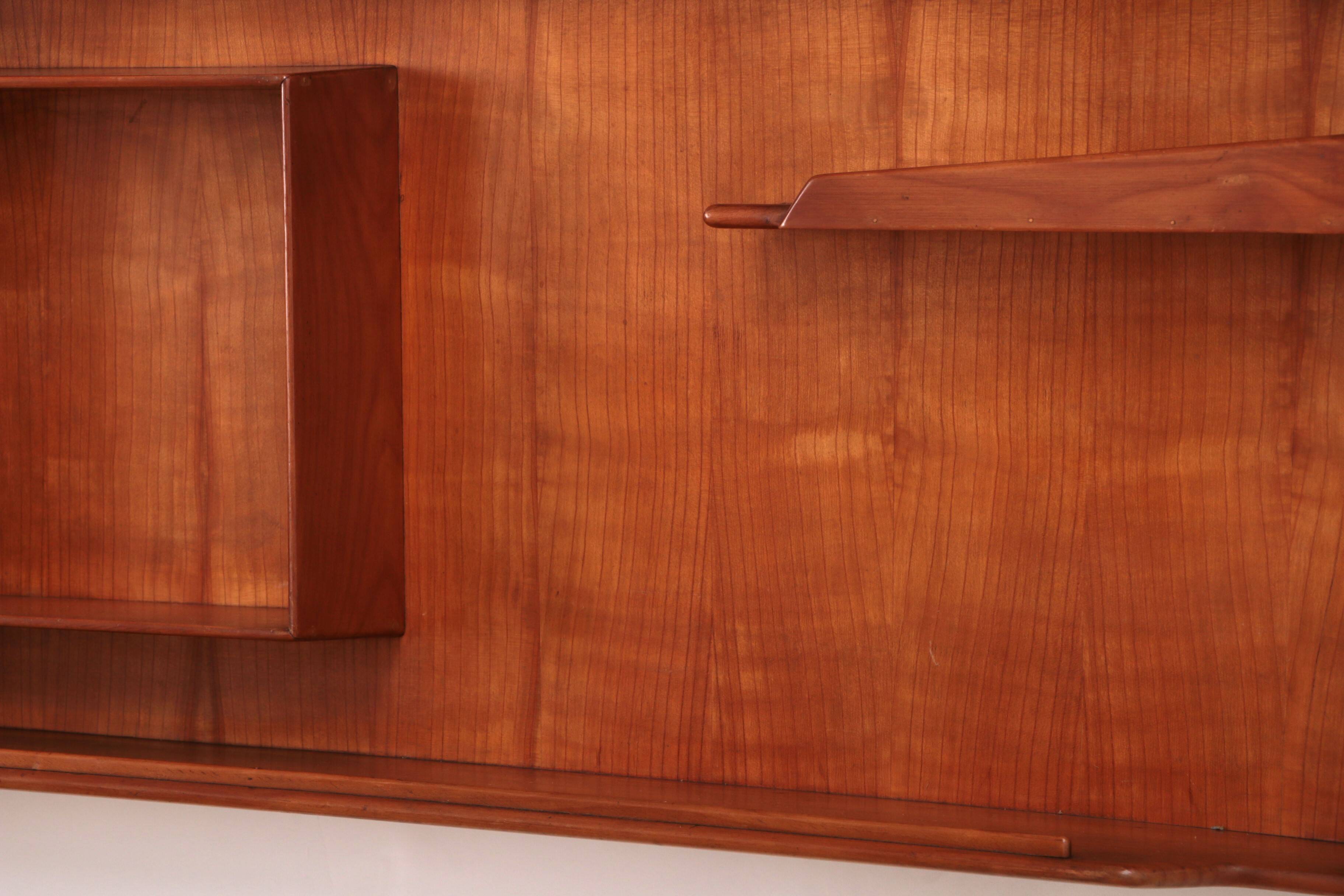 Italian Handmade Walnut wall cabinet from the 1960s.