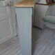 Vintage pearl grey green bookcase, 2 shelves, pitchpin top