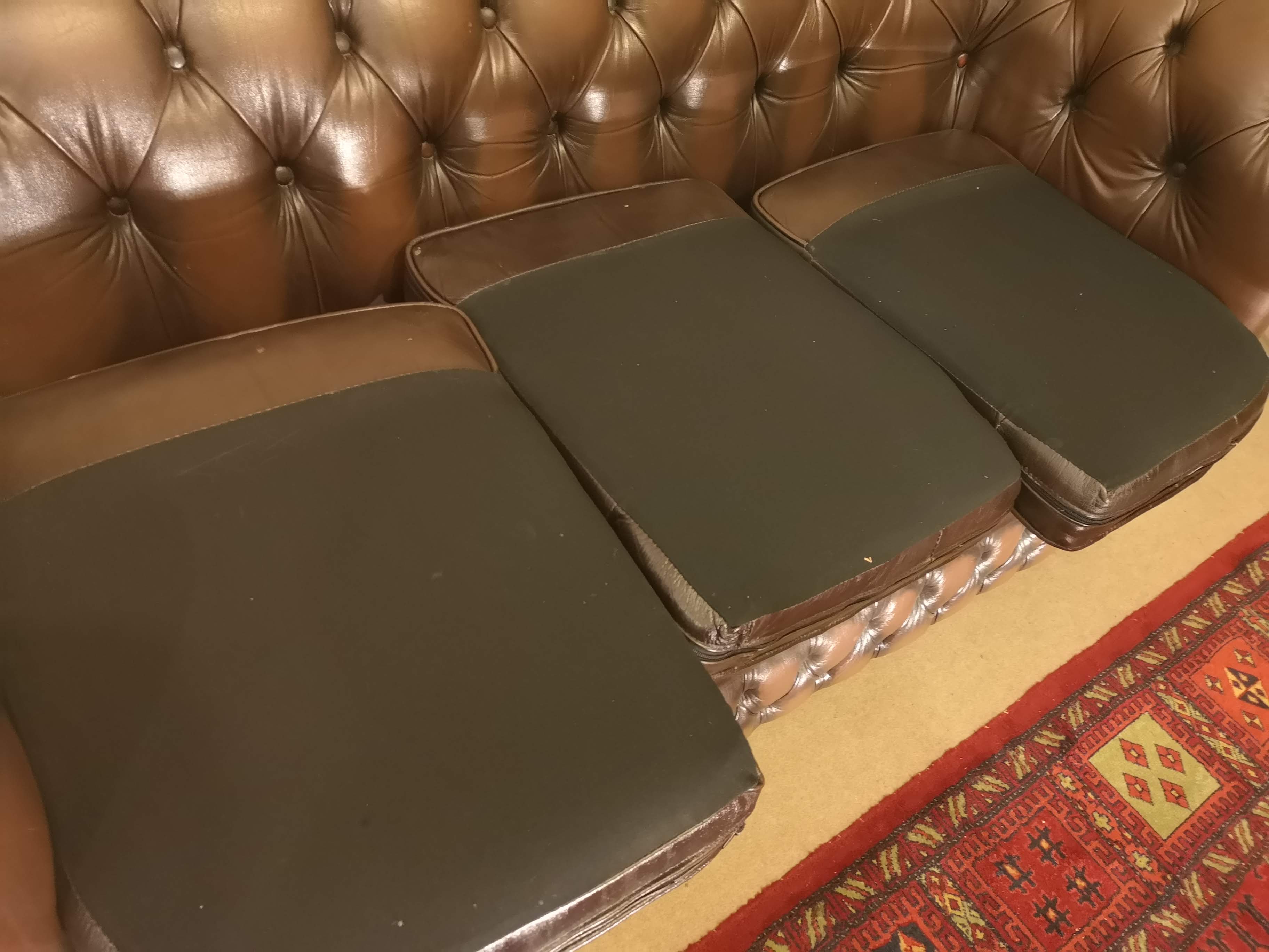 Vintage brown leather chesterfield sofa