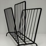 Modernist magazine holder black iron 60s