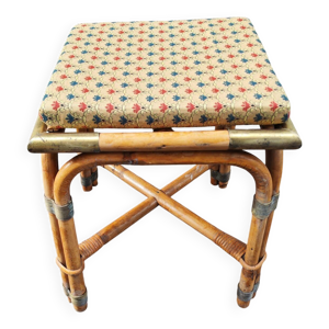 Tabouret en bambou et - coussin