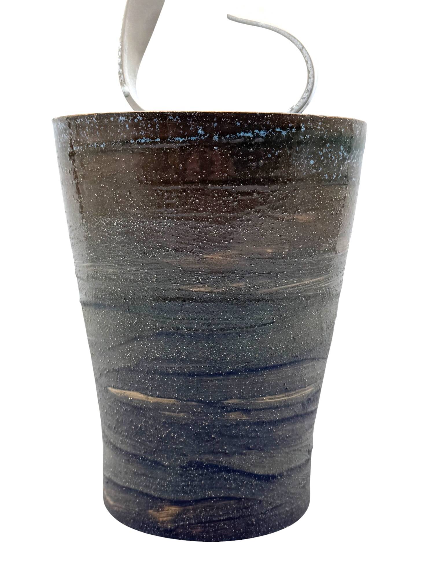 Mid-century style dark green ceramic vase, Gabriele Bucci Italy ca. 2000s