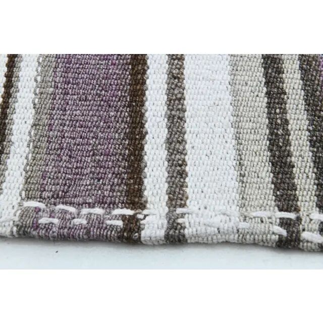 1970s Vintage Turkish Oushak Handmade Wool Cotton Purple Runner Rug 155x186