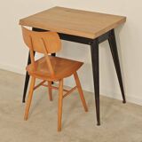 Table bistrot tolix T55 plateau chêne massif