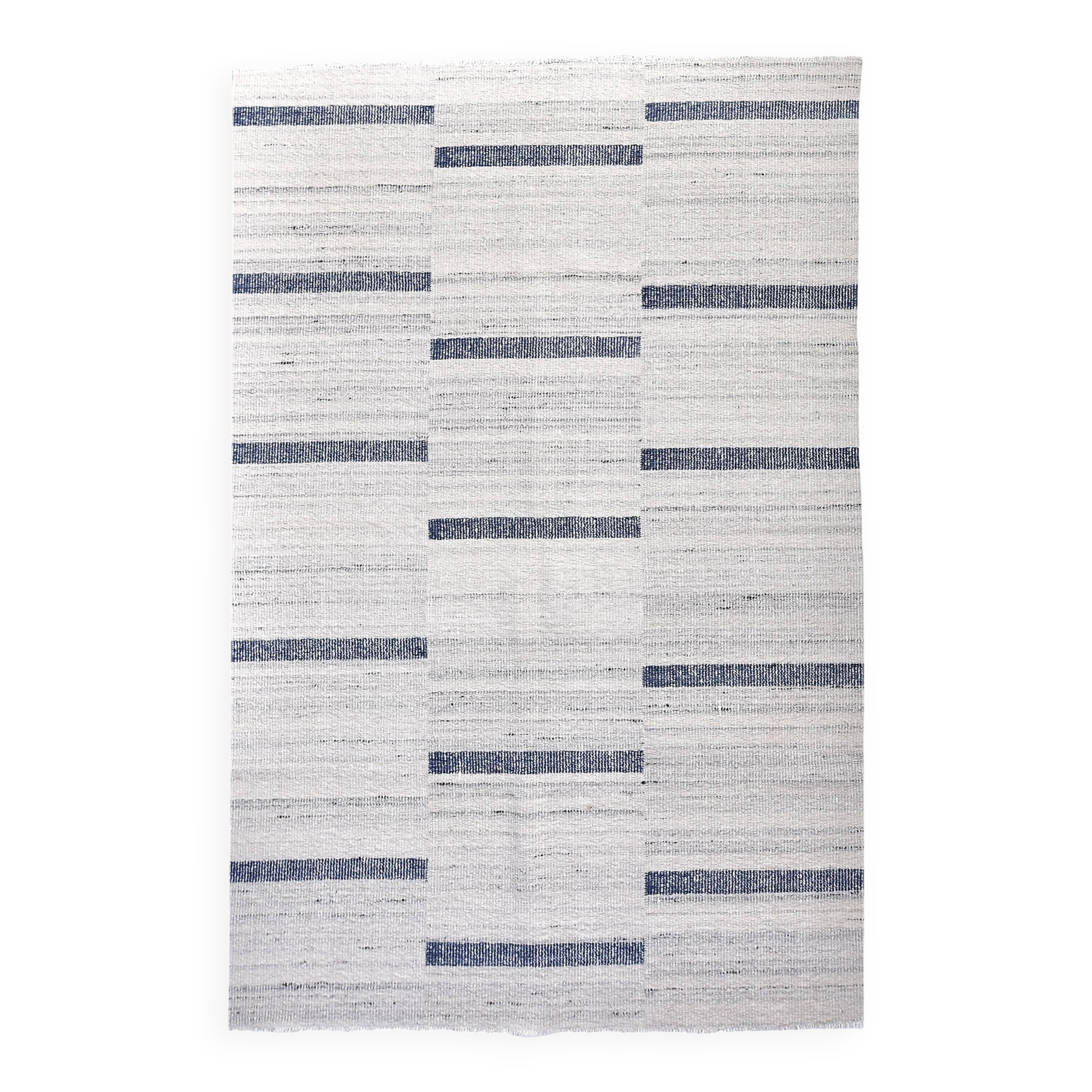 315x210 cm cream Blue kilim carpet, wool hand made blue kilim rug.